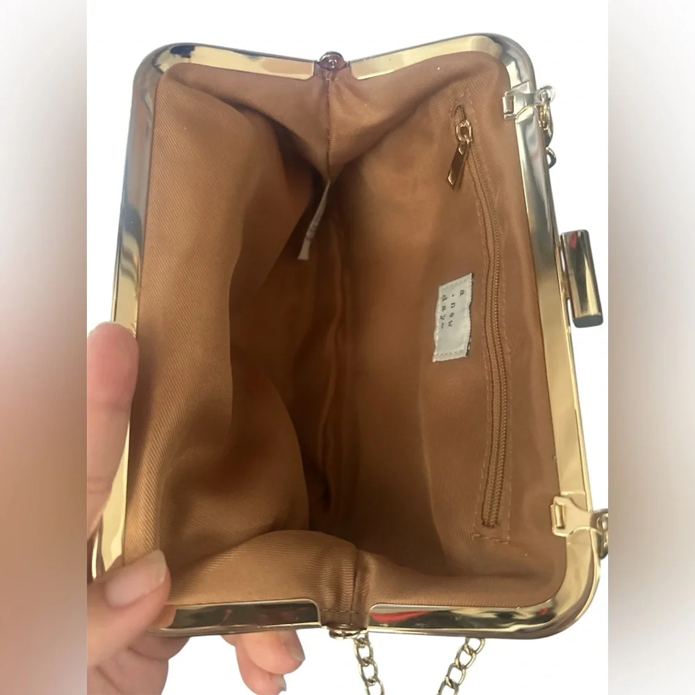 A New Day Metallic Gold Silver Crossbody or Clutch | EUC - Picture 3 of 6